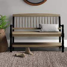 Upholstered grey leather dining bench with backrest. Dining Bench With Backrest Wayfair