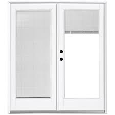 Mp Doors 72 In X 80 In Fiberglass Smooth White Right Hand Inswing Hinged Patio Door With Low E Built In Blinds Hn6068r002wle The Home Depot Patio Doors Fiberglass Patio Doors French