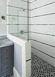 Check spelling or type a new query. White And Gray Shower With Gray Hexgon Shower Floor Tiles Contemporary Shower Remodel Showers Without Doors Shower No Door