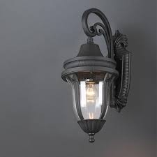 Nepal L New Retro 1lt Outdoor Wall Sconce Light Foggy Elegant Glass Aluminum Matt Black Exterior Wall Light Wall Sconce Lighting