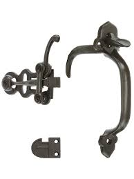 A gate latch is not only practical for the opening and closing of gates from both sides, but also secures your property, family and animals. Cast Iron Thumb Latch Set Antique Hardware Iron Gate Latch Latches Hardware