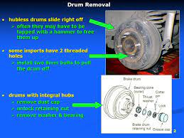 Drum brakes are typically found on the rear of most cars and trucks, and can be overlooked since the front brakes do 90 percent of the stopping. 1 Drum Brake Overhaul Roger Bortignon 2 Hubless Drums Slide Right Offhubless Drums Slide Right Off Often They May Have To Be Tapped With A Hammer To Ppt Download