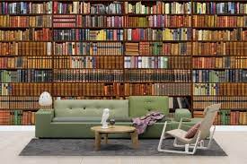 Bookshelf Wallpaper Bing Images Bookshelves In Living Room Wall Bookshelves Custom Wall Murals