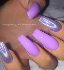 If you love blue and shine, mix them together for your beautiful coffin nails. 53 Chic Natural Gel Nails Design Ideas For Coffin Nails Purple Gel Nails Purple Acrylic Nails Violet Nails