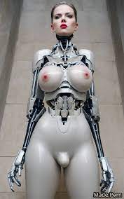 Porn image of short red busty thick robot gigantic boobs fantasy armor  created by AI