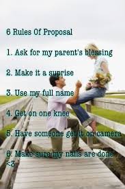 6 Rules Of Proposal Ask My Parents For Their Blessing Get On One Knee Use My Full Name Etc To My Future Husband Future Wedding Plans Wedding Proposals