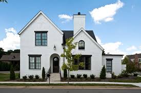 Black And White House Exterior Ideas White House Exteriors Exterior Traditional With Stone Stairs Black Window Trim Painted Brick House White Brick Houses House Exterior