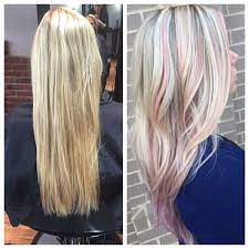 17 Likes 4 Comments Xanadu Hair Salon Hairxanadu On Instagram Heidiyoakumhair Added A Little Pop Of Pink F Pink Blonde Hair Hair Stripping Hair Styles