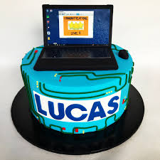 Birthday cake design for men:husband cake:cake decorating ideas. Cake With Laptop Cake Topper And Circuitry Design Www Facebook Com Allsortscakessydney Boy Birthday Parties Laptop Design Circuitry Design