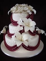 Floral Bouquet With Burgundy Draping Round Wedding Cakes Tiered Cakes Cake Cake Cover