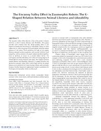 Pdf The Uncanny Valley Effect In Zoomorphic Robots The U Shaped Relation Between Animal Likeness And Likeability