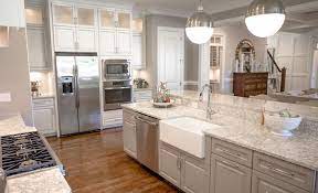 White shaker cabinets with gray island this new custom home features a kitchen fully designed by new leaf cabinets & counters. Berwyn Cambria Quartz Countertops In Majestic Kitchen Kitchen Remodel Cost Kitchen Remodel Small Ikea Kitchen Remodel
