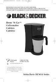 Black And Decker Brew And Go Manual Black And Decker Brew N Go Dcm18 Users Manual