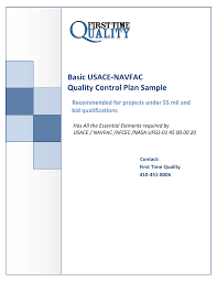 Usace Navfac Basic Essentials Quality Plan Sample