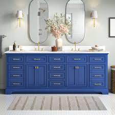 84 inch double sink bathroom vanity in dark gray with choice of no top $3,117.00 $2,398.00 sku: Breakwater Bay Obando 84 Double Bathroom Vanity Set Reviews Wayfair