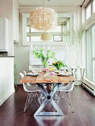 A chic and colorful dining room with refined furniture and a unique fabric canopy. 50 Cool And Creative Shabby Chic Dining Rooms