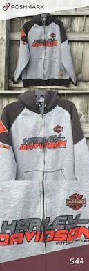 Harley Davidson Vintage Large Zip Hoodie Jacket Hoodie Jacket Lightweight Shirts Harley Davidson Jacket