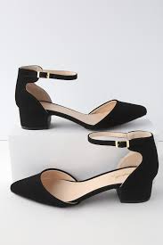Black Block Heels Closed Toe Lucinda Black Nubuck Ankle Strap Pumps In 2020 Ankle Strap Heels Heels Black Heels Low