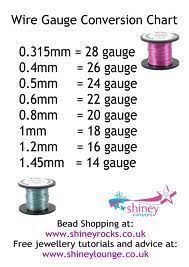 Wire Gauge Conversion Chart Wire Jewelry Tutorials Wire