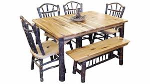 These handcrafted pieces are made of hickory logs with bark edges. Hickory Table With Legs Ez Mountain Rustic Furniture