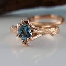 Rose Gold Gemstone Engagement Ring Set Blue Topaz Twig Etsy Gemstone Engagement Ring Sets Gemstone Wedding Rings Gemstone Engagement Rings