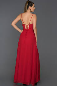 Kirmizi Sirt Dekolteli Abiye Elbise Abu119 Elbise The Dress Elbiseler