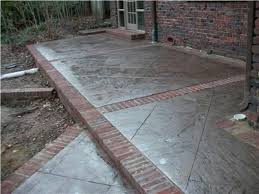 Unlike wood or composite material, concrete can be stamped with a wide array of patterns (ex. 19 Brick And Cement Patio Ideas Cement Patio Patio Concrete Patio
