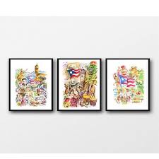 Puerto Rico Wall Art Set Of 3 Cultura Puerto Rican Flag Puerto Etsy Art Print Gifts Wall Art Sets Art Set
