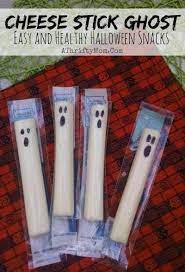 Healthy Halloween Treat Ideas For Kids Cheese Stick Ghost Cheese Ghost Halloween Healthy Halloween Party Kids Birthday Halloween Party Halloween School