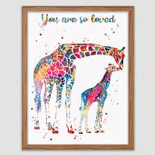 Amazon Com Mom And Baby Giraffe Watercolor Poster Safari Nursery Print Giraffe Wall Art Baby Giraffe Room Decor Baby Animals Wall Decor Giraffe Kid S Room Decor Mother And Baby Giraffe Artworks Handmade