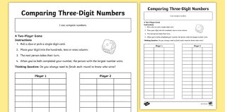 comparing three digit numbers worksheet worksheet