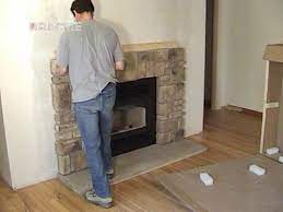 These are generally less expensive than natural stone mantels and tend to weigh less, too. Less Than 30 Min Elk Ridge Field Stone Fireplace Mantel Installation Youtube