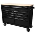 46 inch 9-Drawer Mobile Workbench with Solid Wood Top in All Black H46MWC9BLKOUT Husky