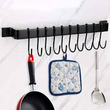 À tout moment, où que vous soyez, sur tous vos appareils. Amazon Com Sumnacon Metal Kitchen Rail Hanger With 10 Hooks Heavy Duty Utensil Racks For Pan Pot Spoon Lid Cup Skillet Wall Mounted Cookware Holder Hooks With Screws Black Kitchen Dining