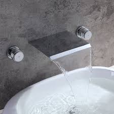 Kitchen & bath fixtures : Rough In Valve Wall Mount Bathroom Sink Faucet Chrome Waterfall Basin Mixer Tap Bath Sink Faucets Home Garden