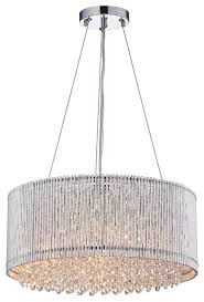 Pamina 4 Light Chrome Tubes Drum Shade Chandelier With Hanging Crystals Glam Contemporary Chandeliers By Edvivi Lighting