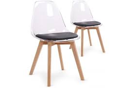 Lot De 2 Chaises Scandinaves Transparentes Et Coussin Noir Sully Plus D Infos Chaise Scandinave Chaise Chaise Plexi