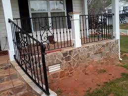 We make railings for residential and businesses, interior and exterior. Exterior Wrought Iron Handrail Railing Mediterranean Veranda Atlanta By Womack Iron Houzz