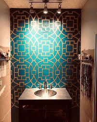 Stenciled Accent Wall Ideas On A Budget For Your Bathroom Makeover Using Wall Stencil P Bathroom Accent Wall Wallpaper Accent Wall Bathroom Accent Wall Stencil