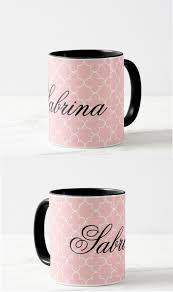 Personalized Name Coffee Mug Pink Quatrefoil Zazzle Com Mugs Coffee Mugs Sublimation Mugs