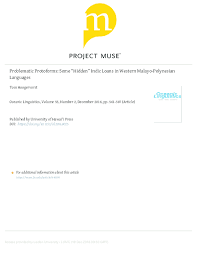 Nakapagpapatibay malaman na sa tulong ng diyos, malalabanan natin ang mga impluwensiya ng katiwalian. Pdf 2016 Problematic Protoforms Some Hidden Indic Loans In Wmp Languages Oceanic Linguistics 55 2 561 87 Tom Hoogervorst Academia Edu