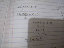 Sebelum kalkulator ditemukan, siswa peneliti dan guru sains harus secara manual. Tentukan Akar Akar Persamaan Kuadrat Berikut 2x Pangkat 2 5x 12 0 Dengan Cara Memfaktorkan Brainly Co Id