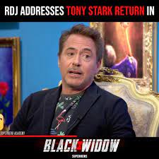 Ex Iron Man Star Robert Downey Jr Downplays Rumors His Tony Stark Will Appear In Marvel Studios Black Widow Befor Superhero Academy Tony Stark Marvel Studios
