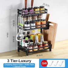 Closet organizers kitchen organization shelving & racks storage bins. Buy 2 3 Tier Spice Rack Kitchen Countertop Storage Organizer Stainless Steel Corner Shelf Holder With Hooks For Seasoning Spice Jars Bottle Knife Utensils At Affordable Prices Free Shipping Real Reviews With Photos
