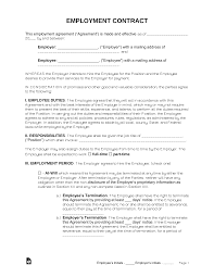 free employment contract templates pdf word eforms