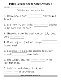 Dolch High Frequency Word Cloze Activities Cloze Activity 2nd Grade Reading Comprehension Cloze Reading