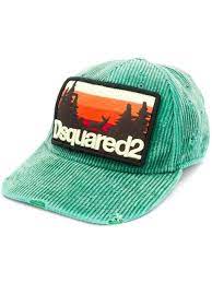 Dsquared2 Corduroy Logo Patch Cap Green Patch Logo Dsquared2 Monogram Baseball Cap
