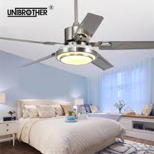Metal frame in satin nickel finish. 5 Blades Indoor Ceiling Fan Light With Remote Control Brushed Nickel Fans 42 48 52 Inch 110v 220v Silence Good Sleep Silent Ceiling Fans Aliexpress