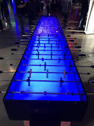 While the sport has the more formal name of table soccer, to the american players who love it, it's foosball, or just foos. This Extra Long Foosball Table Mildlyinteresting
