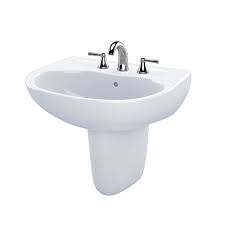 Cotton White Deep Bowl Toto Lpt532n 01 Promenade Lavatory And Pedestal With Single Hole Kitchen Bath Fixtures Bathroom Fixtures Traditionally elegant with distinctive lines, this pedestal lavatory is bold in design.